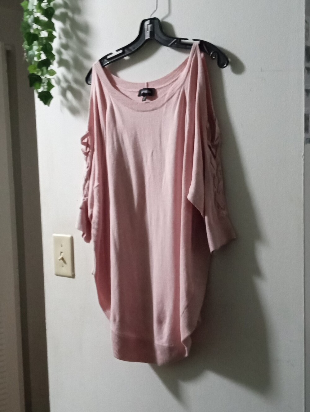 Express Blush Pink Off-the-Shoulder Cold-Shoulder Sweater